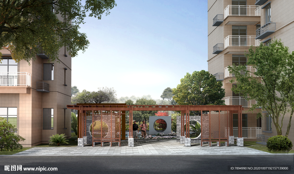 住宅小区休闲区域景观效果图