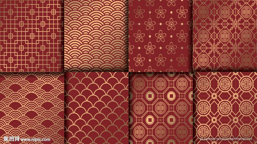 喜庆红色中国风花纹