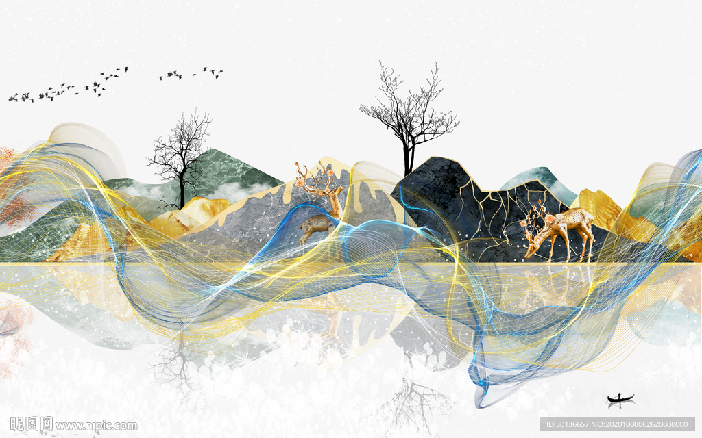 最新意境现代山水 TIF分层