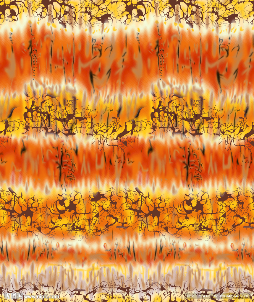 抽象条纹渐变树枝花