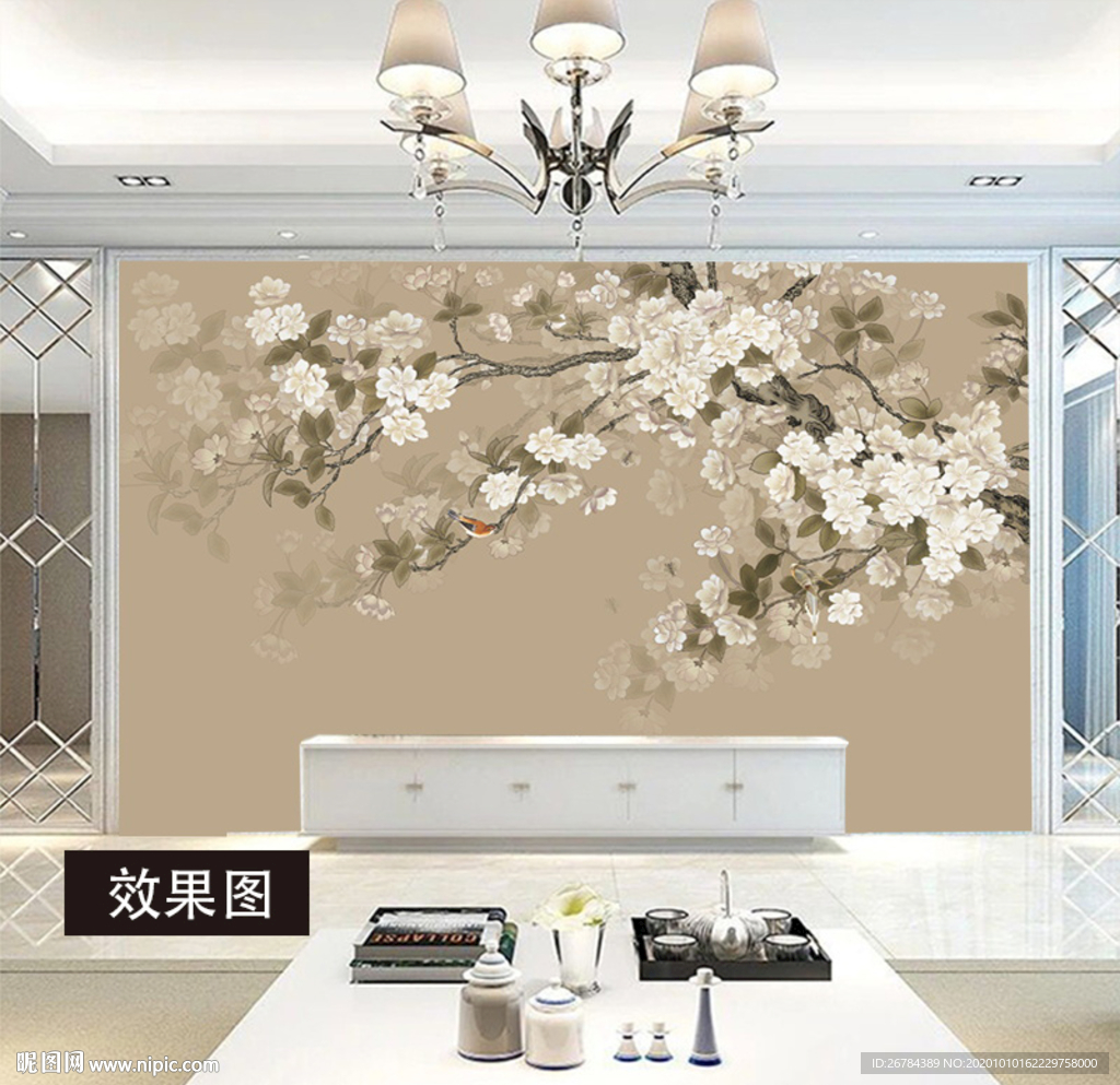 工笔画 水墨花鸟图