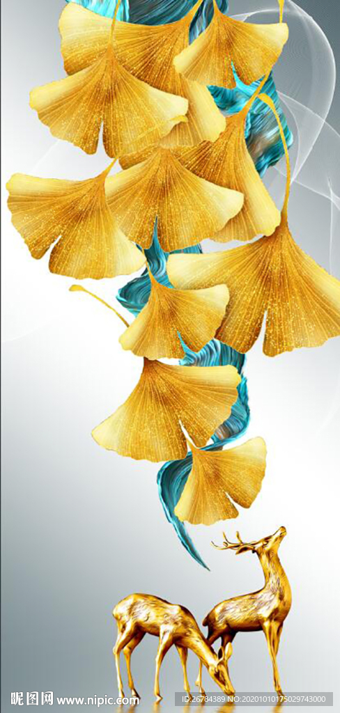 玄关金色银杏叶