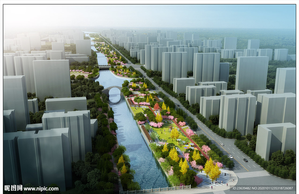 运河公园景观规划效果图