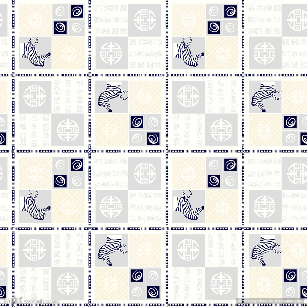 中国风抽象几何斑马格子