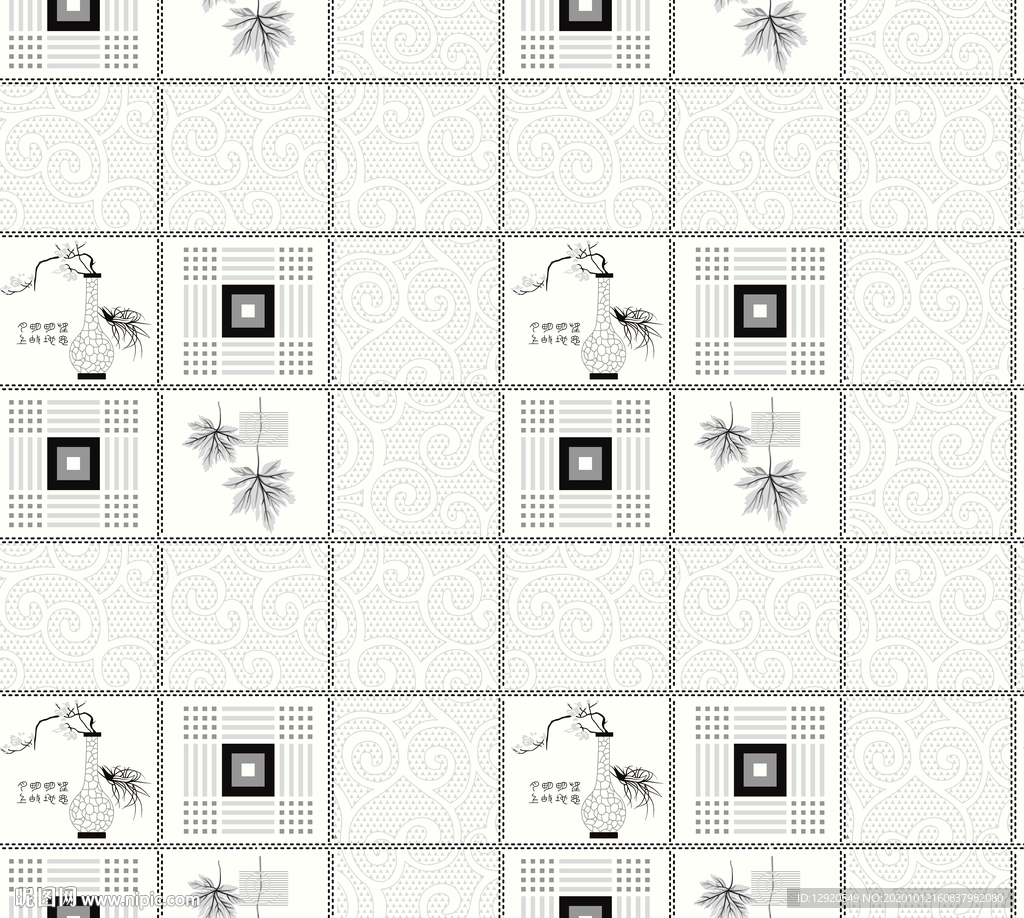 精美中国风几何格子乱花