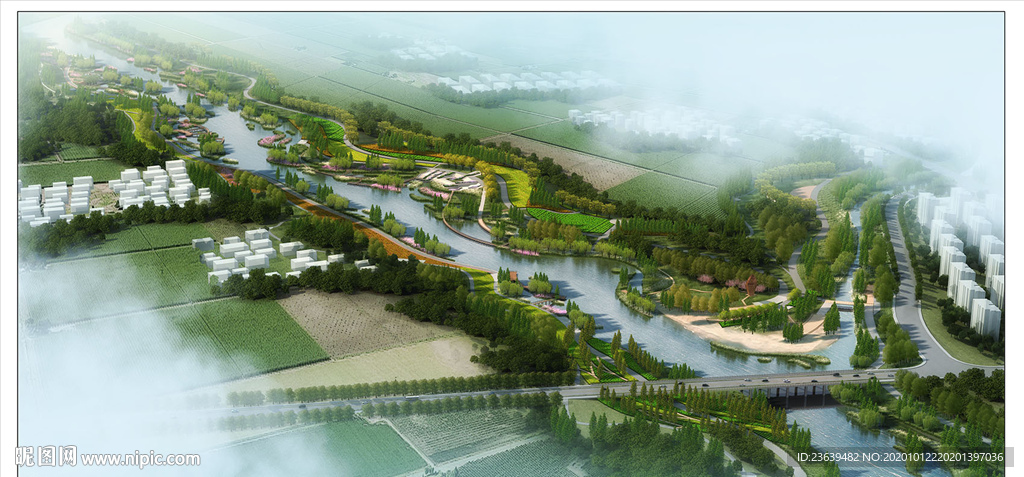 滨河带公园景观规划效果图