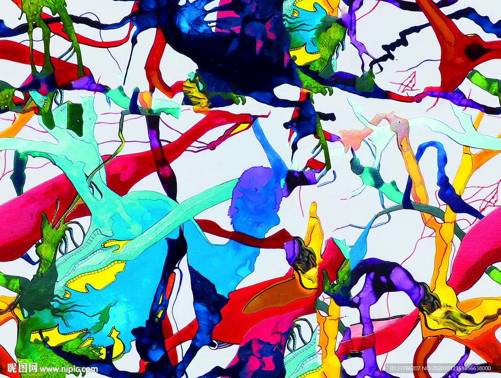 七彩墨迹图案 扎染