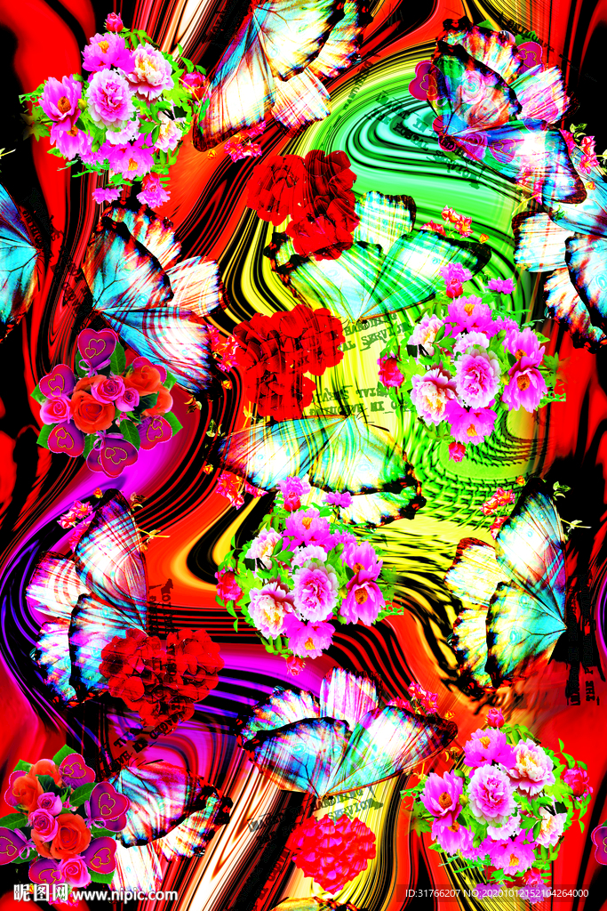 手绘乱花背景