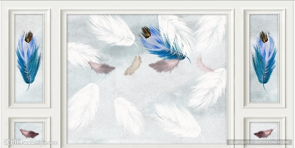 蓝色羽毛 白色羽毛 羽毛 轻奢