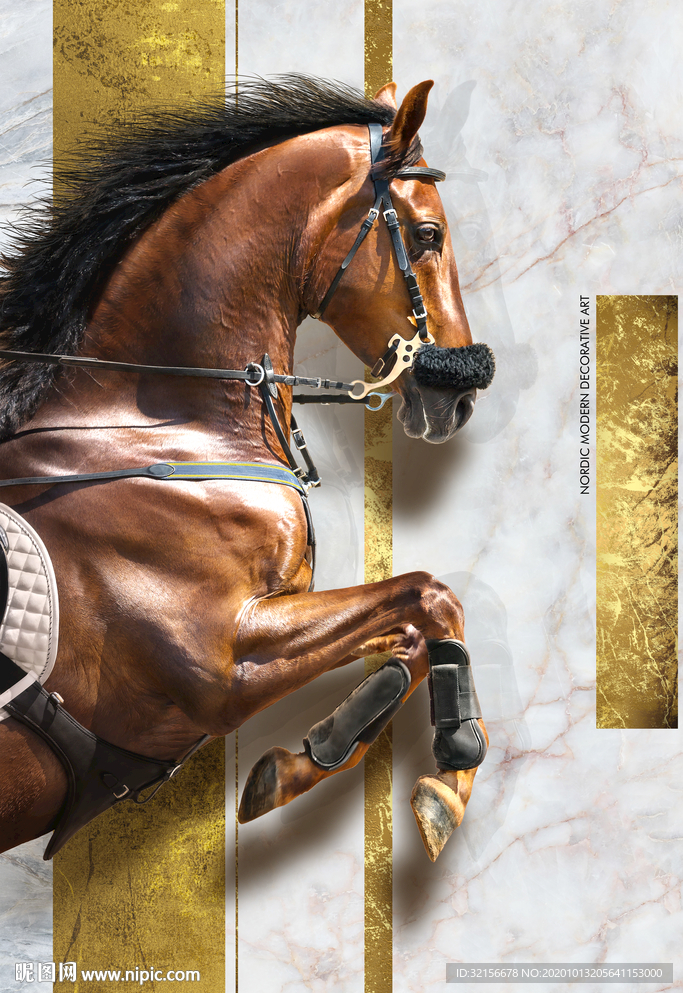 新中式晶瓷一马当先玄关装饰画