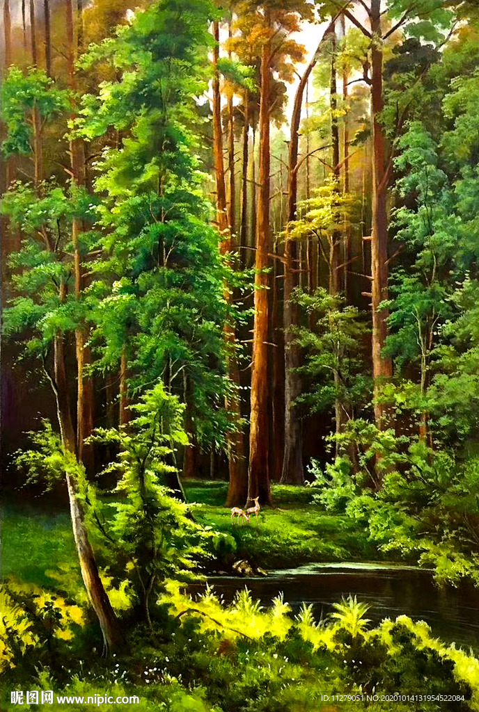 森林风景油画