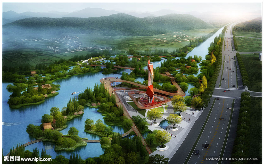 湿地公园景观设计规划效果图