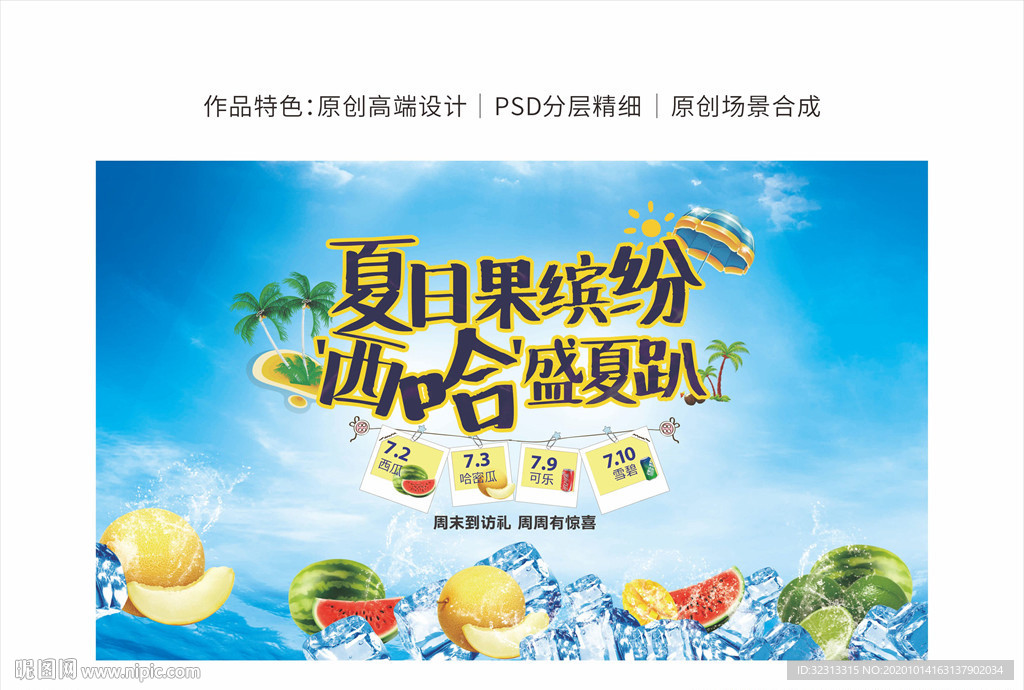 夏日水果节背景板