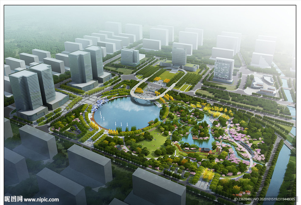 创业园区城市公园景观规划效果图
