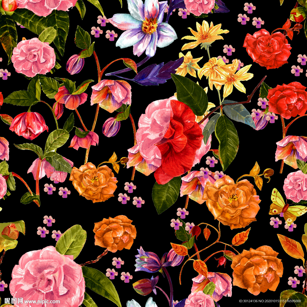 乱花 数码 印花 大牌 方巾