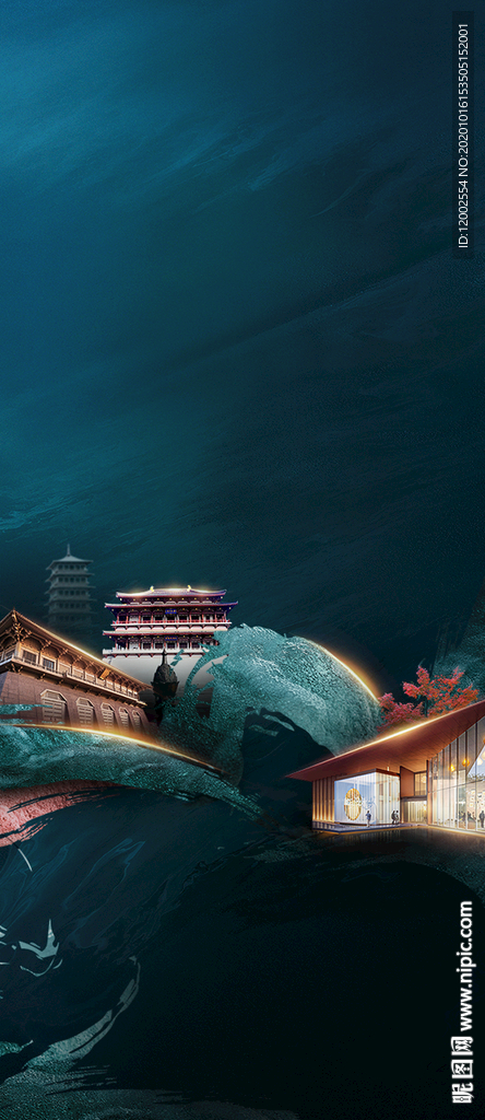 中式地产 山水 中式水墨 房地