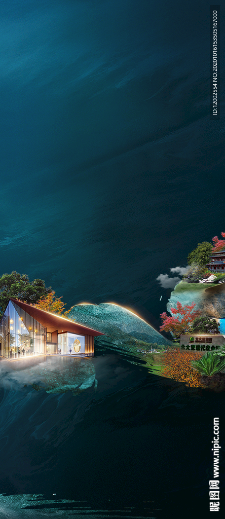 中式地产 山水 中式水墨 房地