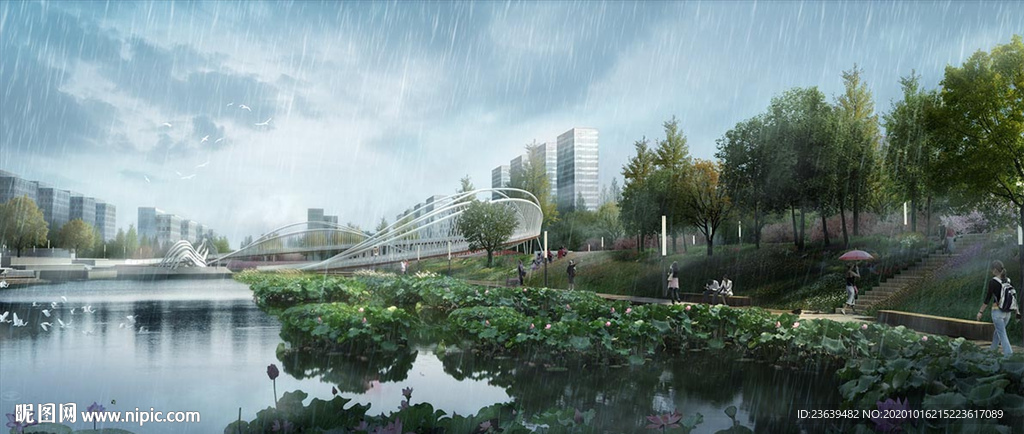 生态河道景观效果图