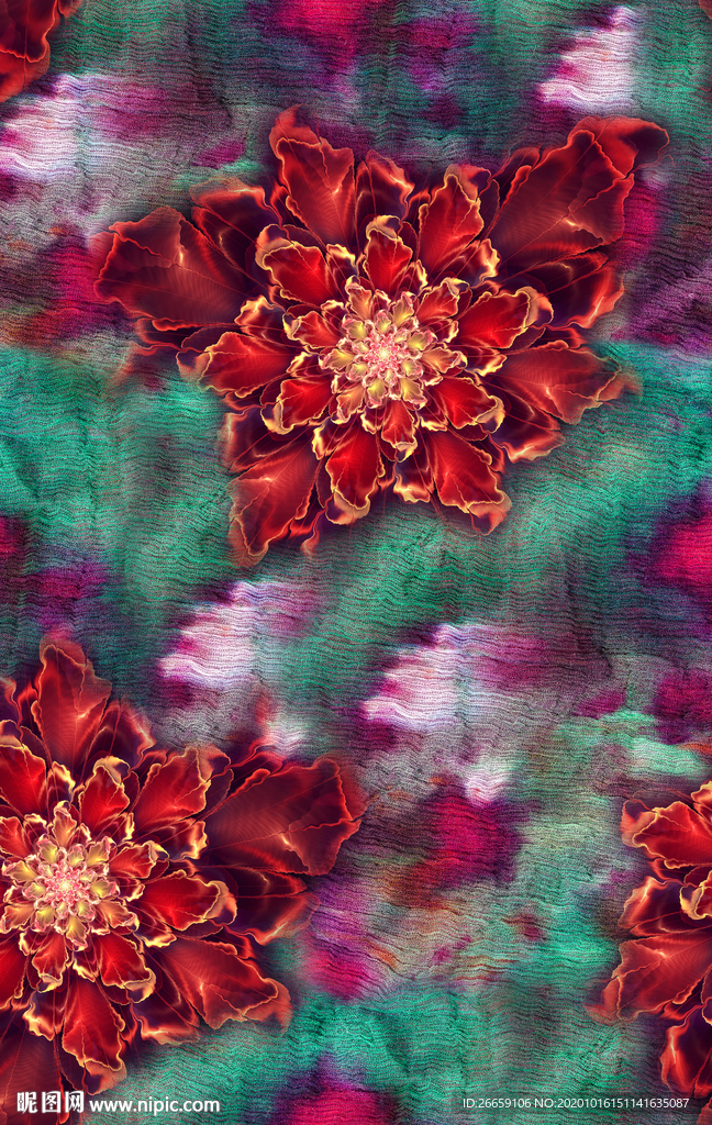 大花抽象数码印花花型图案设计