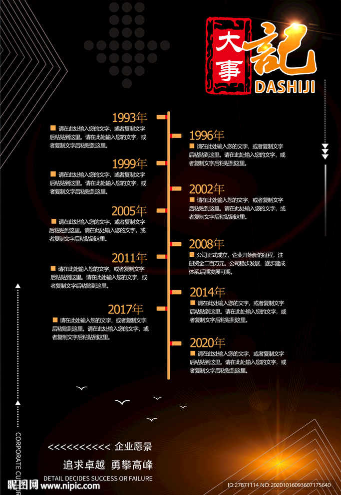 黑金大气企业发展大事记历程海报