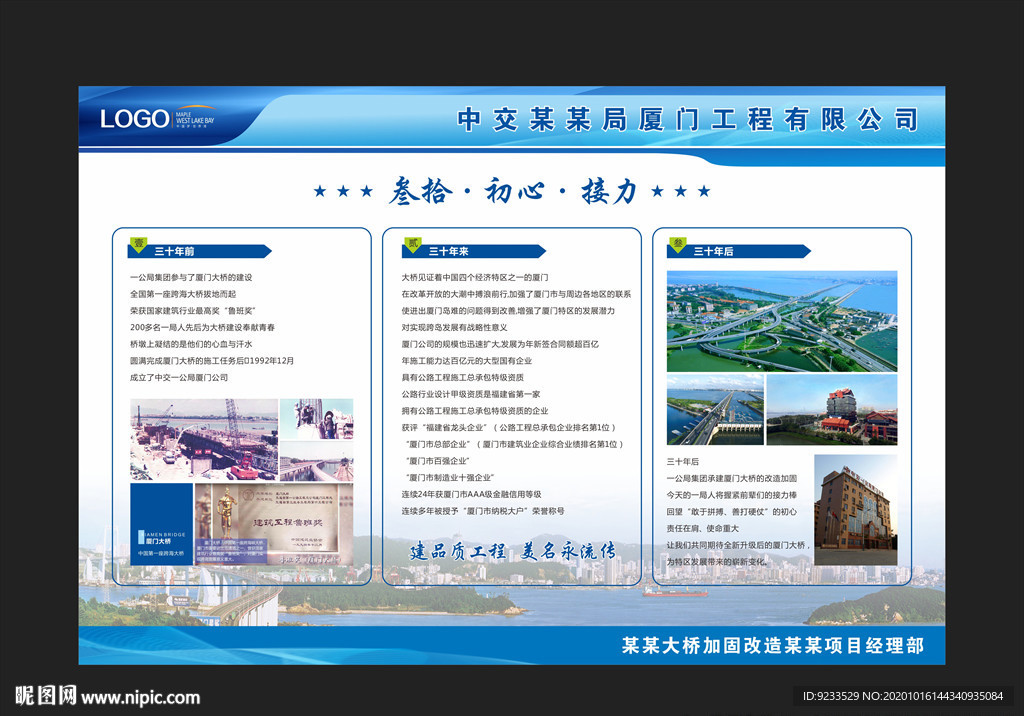 中交桥梁发展历程企业文化展板