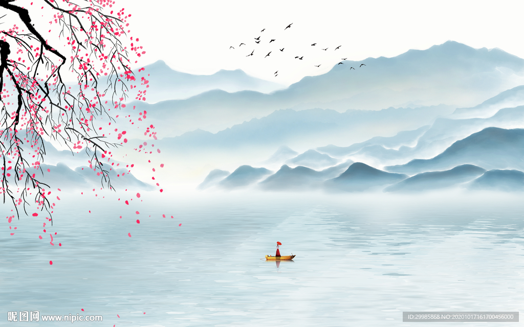 新款轻奢山水画 tif分层