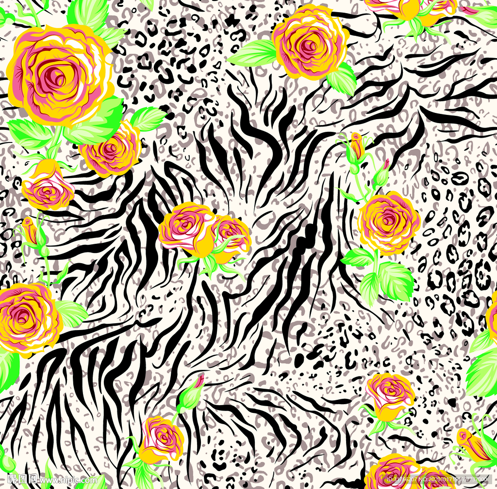 矢量豹纹 斑马纹 乱花