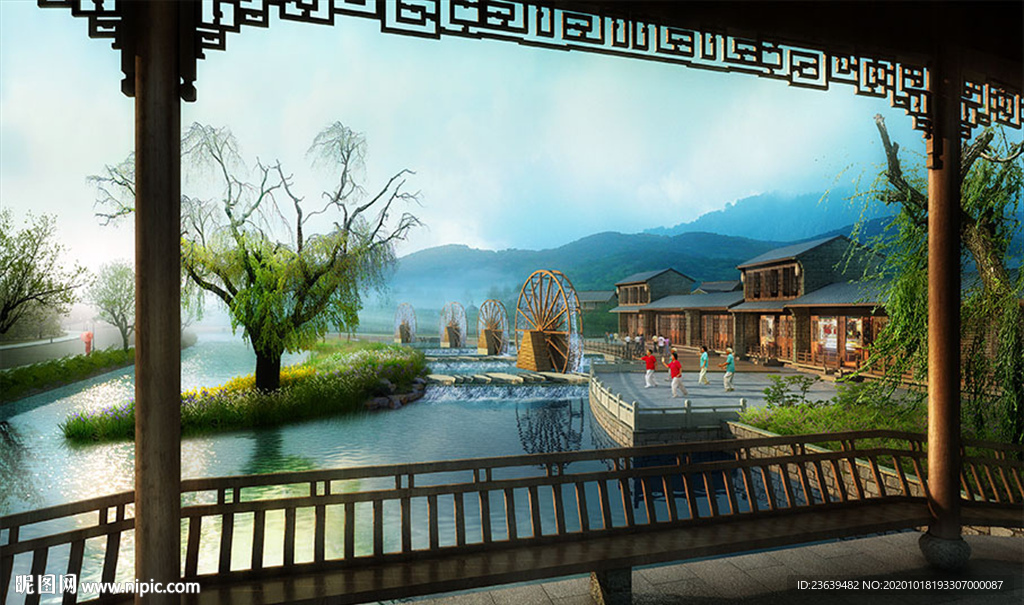 民俗旅游区景观效果图