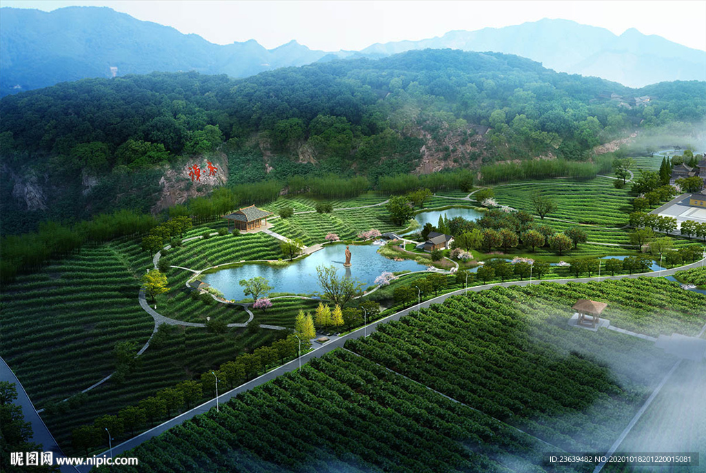 生态茶场规划景观效果图