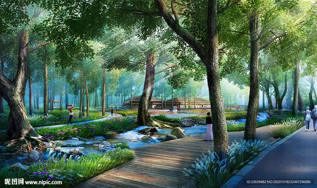 生态游园景观效果图