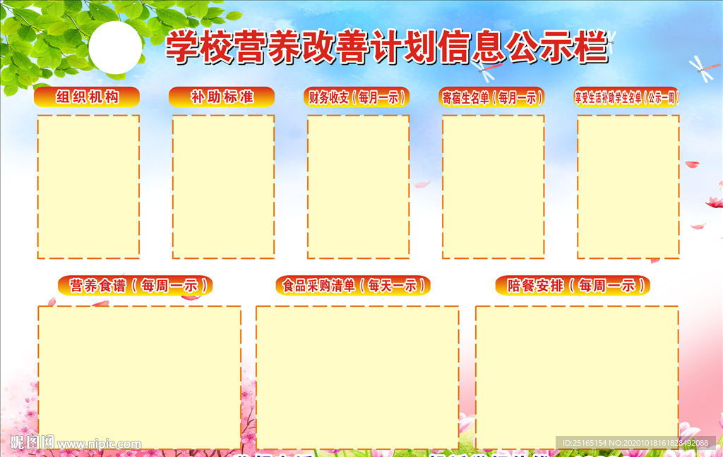 学生营养改善计划信息公示栏