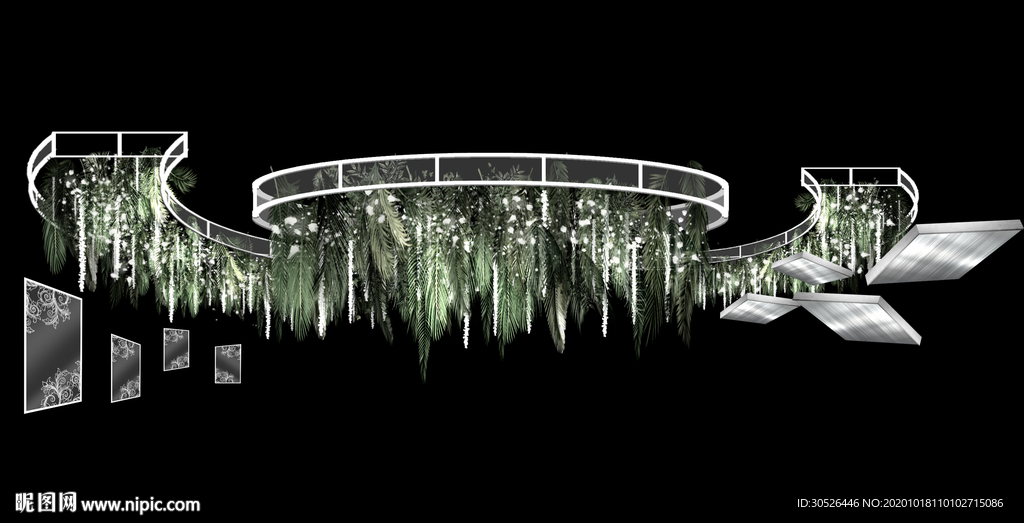 白绿色婚礼吊顶