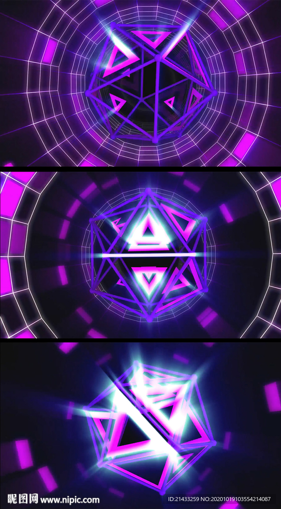 时尚动感多边体舞台背景视频