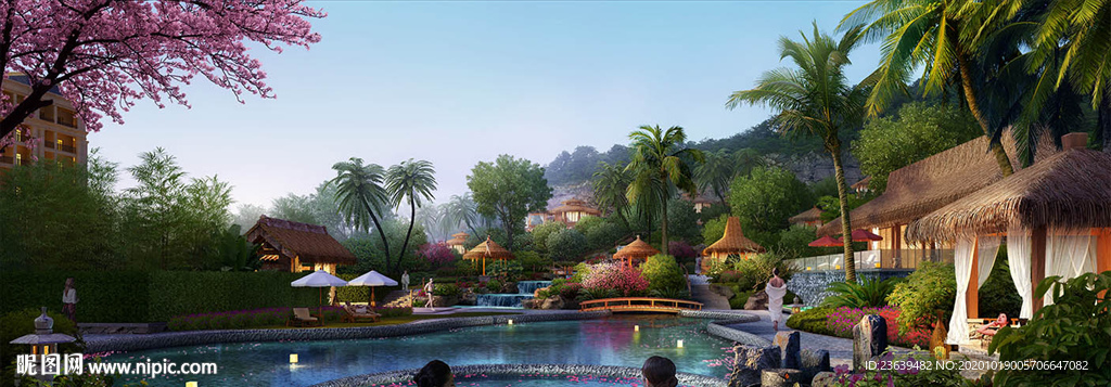 温泉酒店度假风景区 效果图