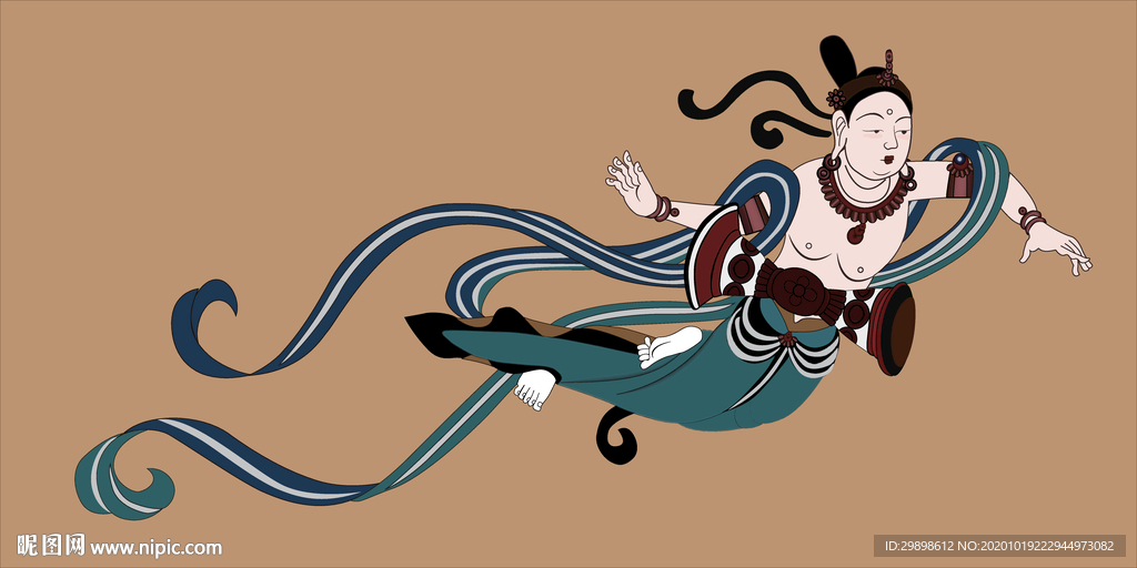 莫高窟161窟晚唐乐队腰鼓飞天