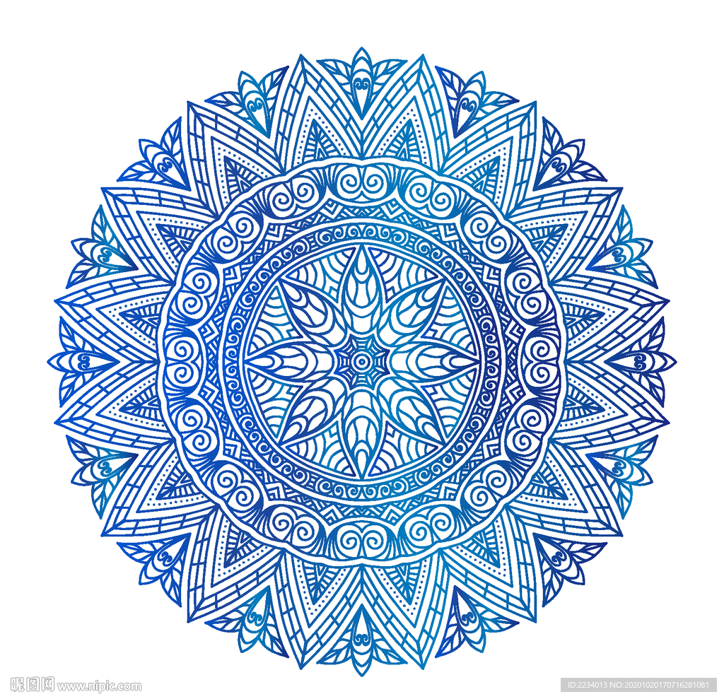 圆形青花瓷花纹