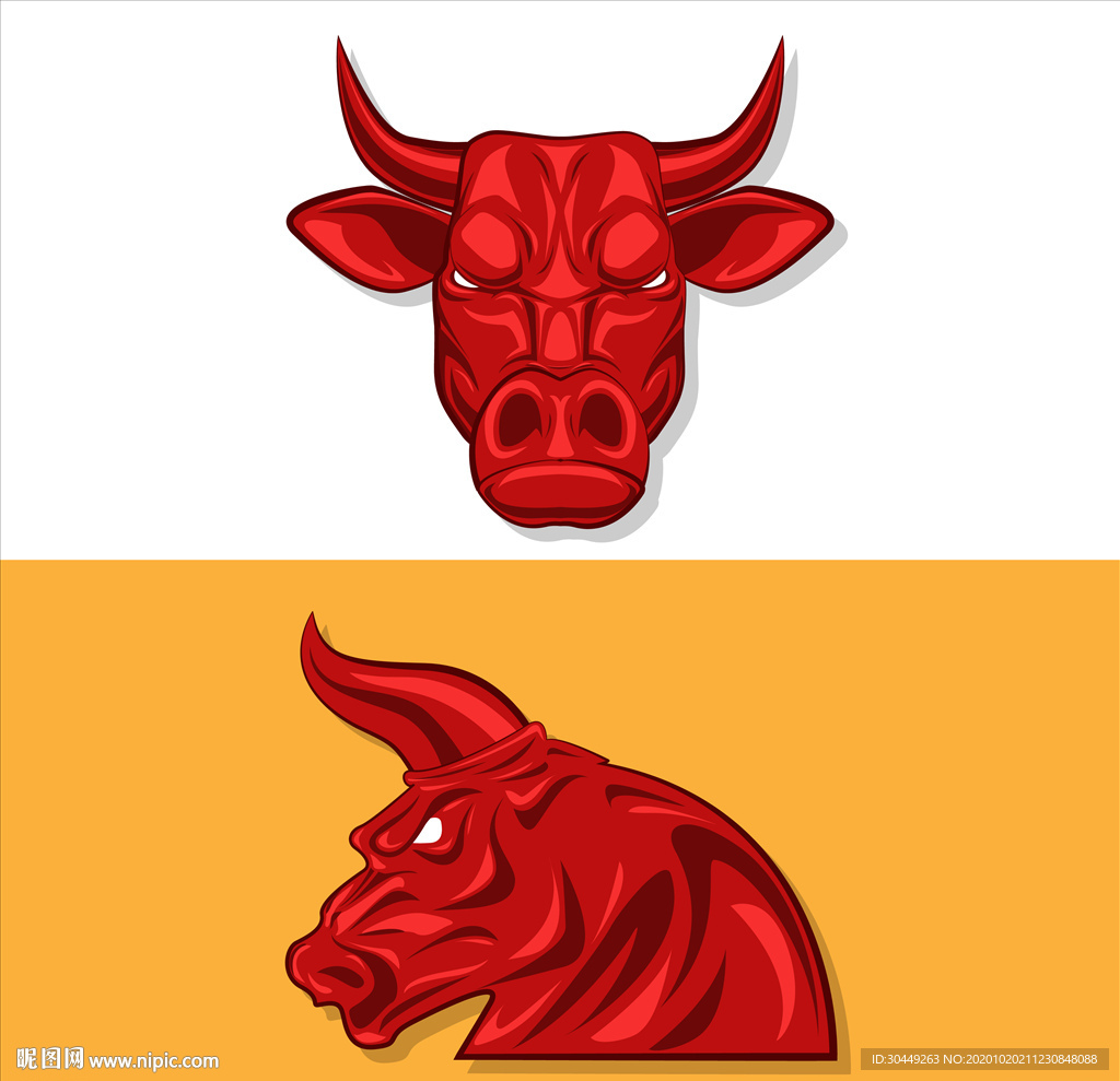 2021牛年卡通牛插画牛头形象