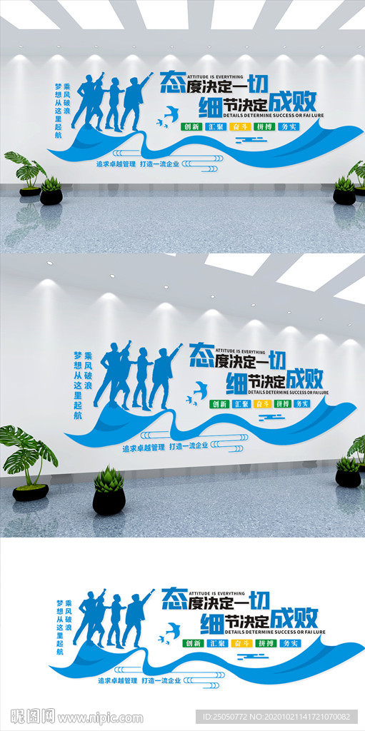 态度决定一切企业文化墙