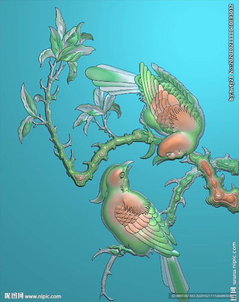 精雕artform小鸟带灰度图