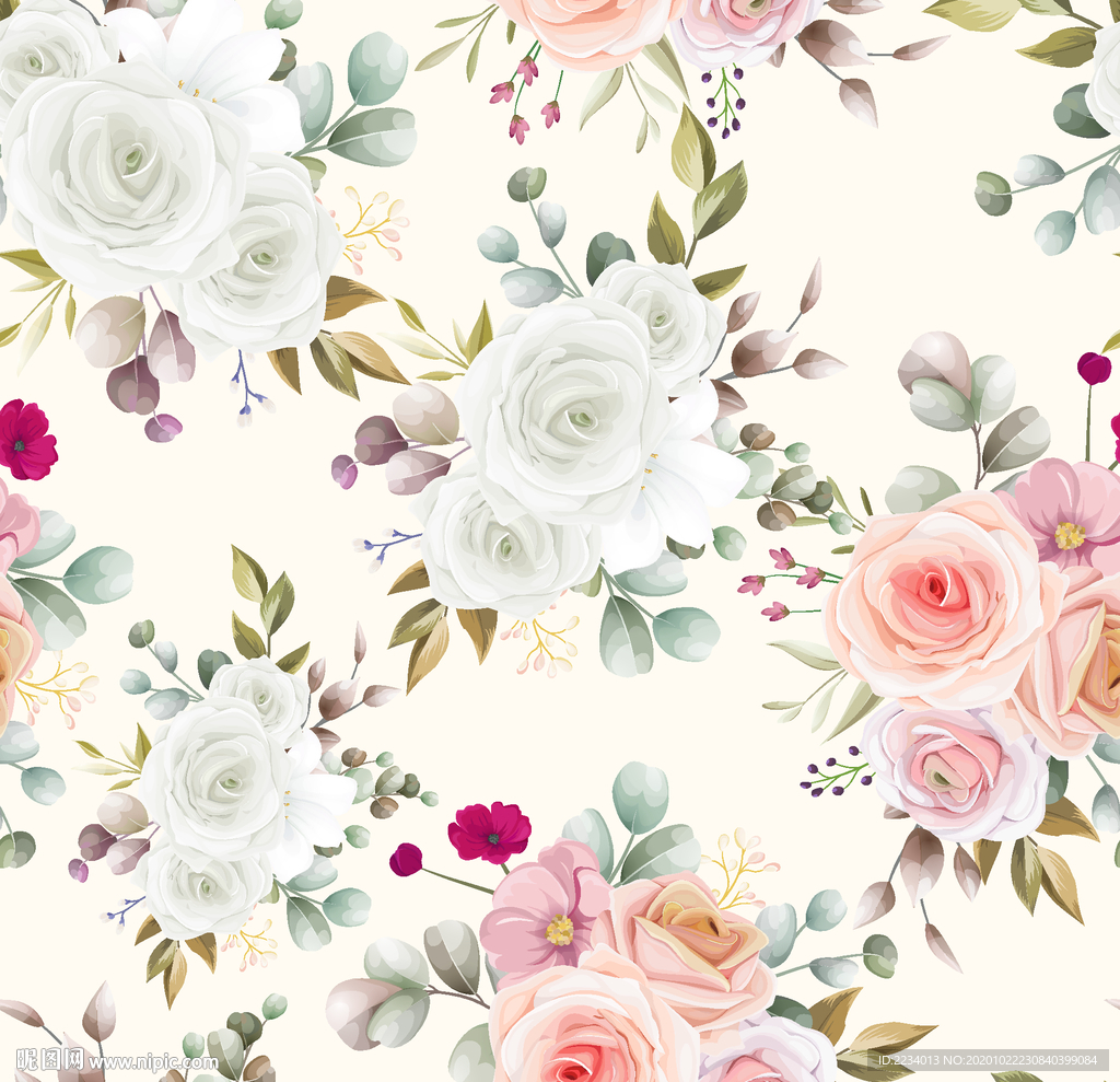 玫瑰花布艺彩色印刷花纹