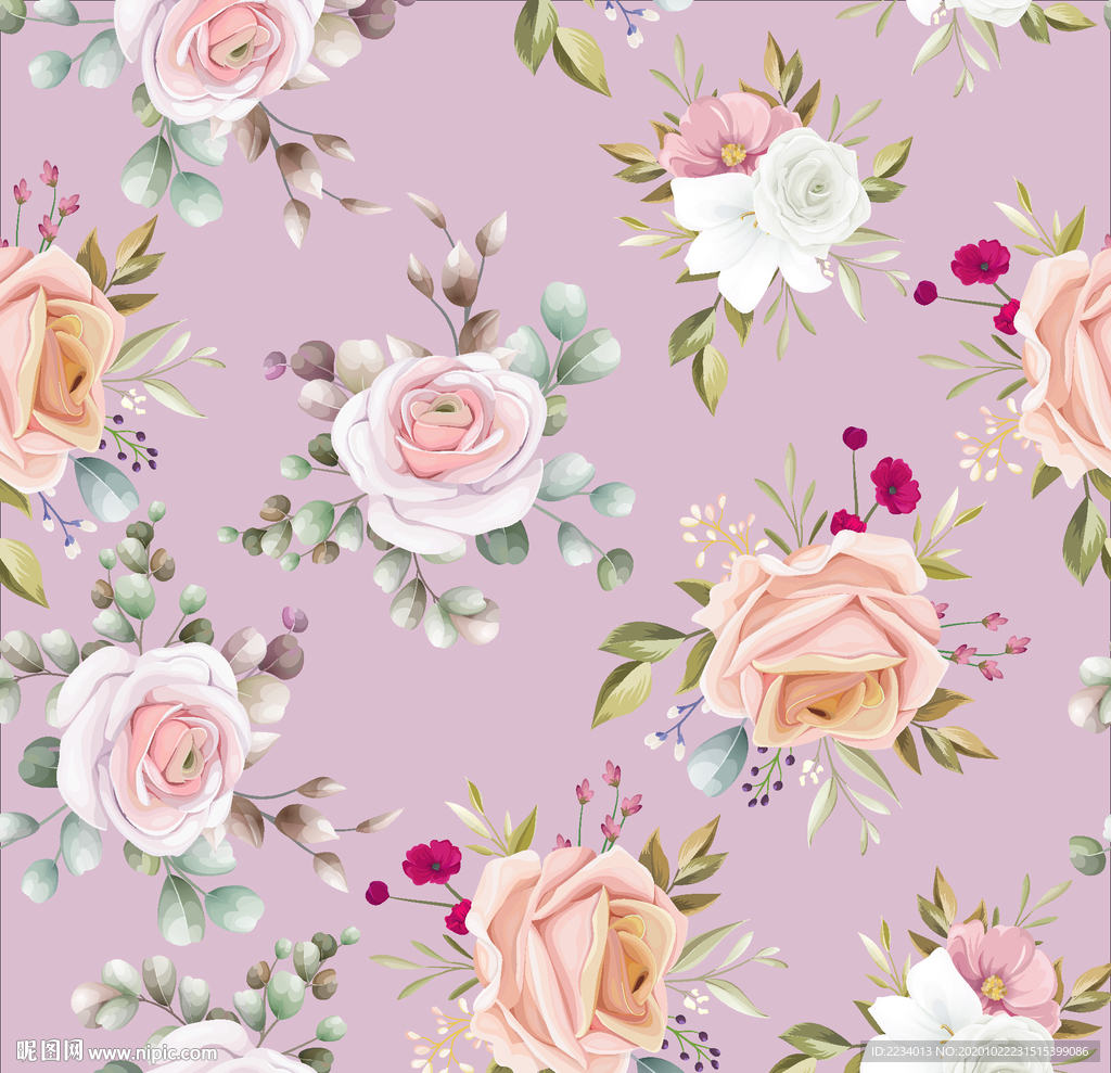 玫瑰花布艺彩色印刷花纹