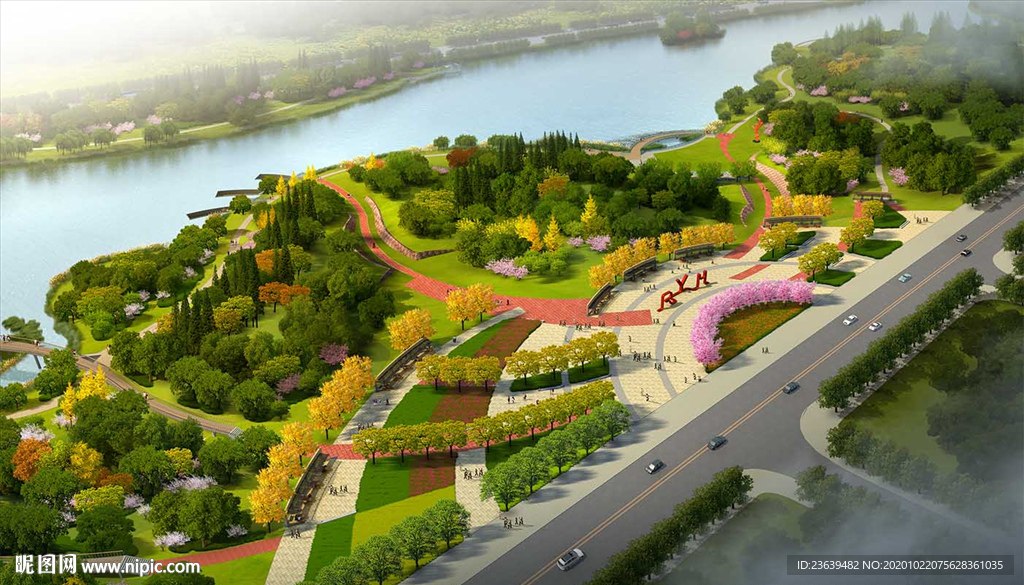 滨河道路景观带 效果图