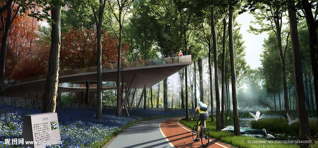 环湖生态湿地 绿道效果图