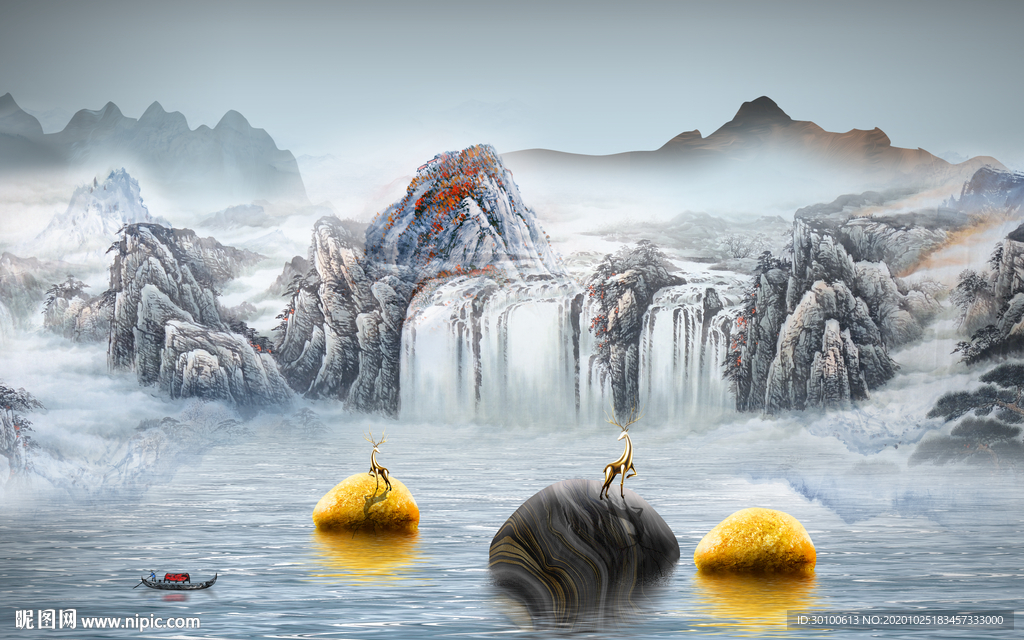 最新山水爆款画 TIF分层