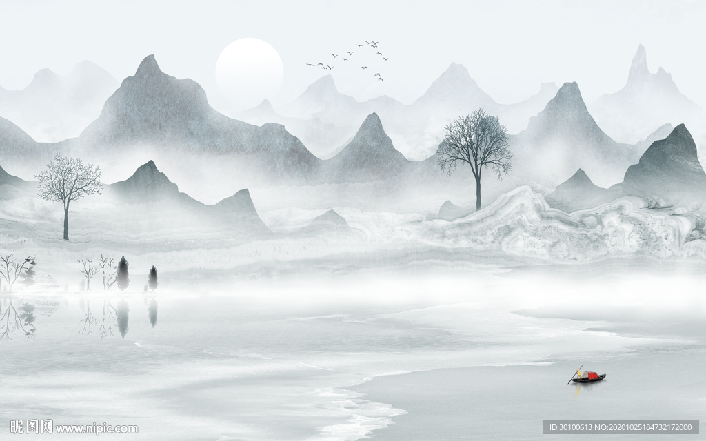 新中式新山水爆款画 TIF分层