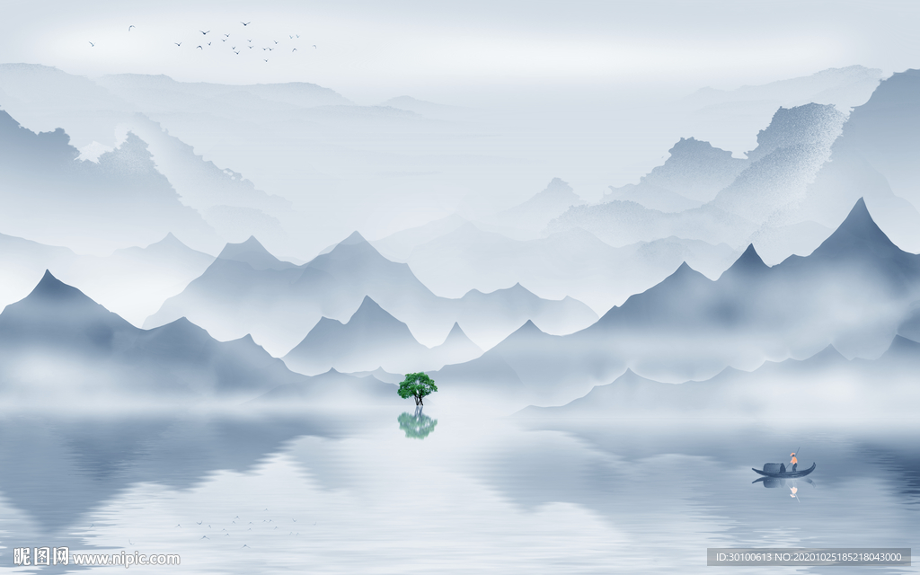 中式新山水爆款画 TIF分层