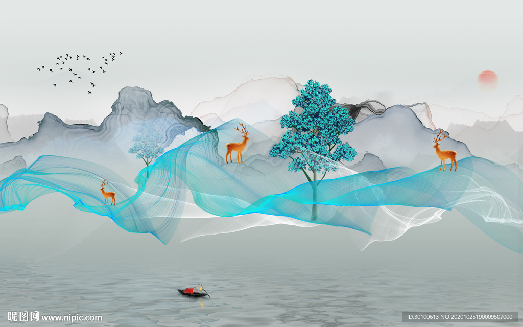 高清 新山水爆款画 TIF分层