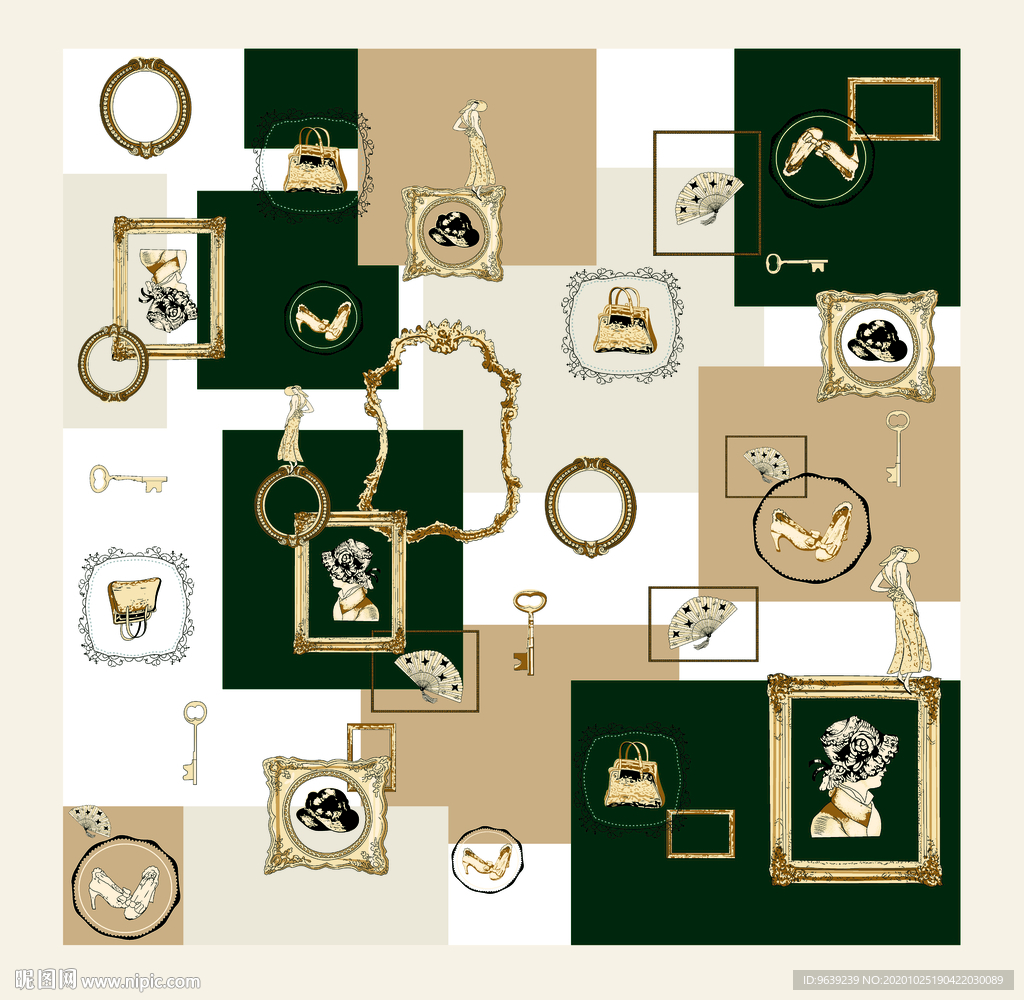 方巾包包相框色块