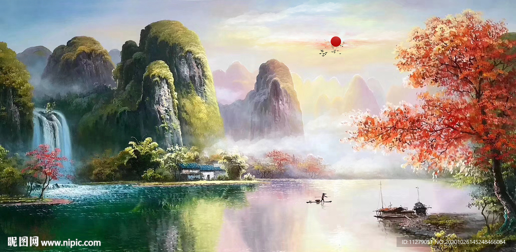 桂林山水漓江风景画