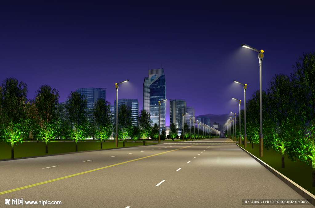 道路效果图夜景PSD分层